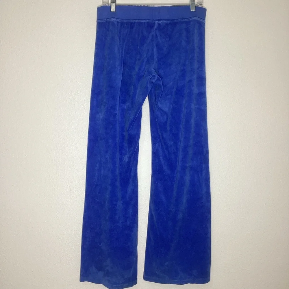 Juicy Couture Blue Velour Wide Leg Track Pants USA Lg - Picture 2 of 8